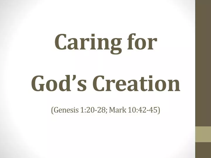 caring for god s creation genesis 1 20 28 mark 10 42 45