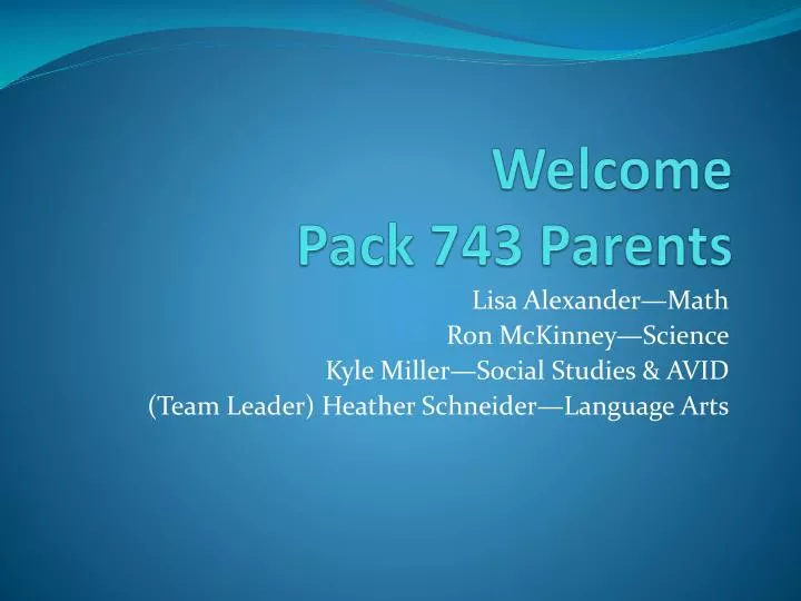welcome pack 743 parents