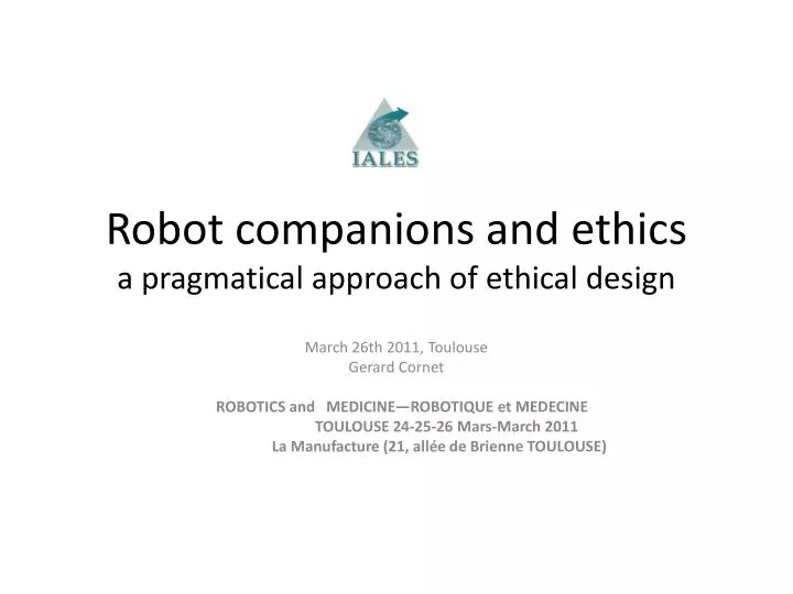robot companions and ethics a pragmatical approach of ethical design