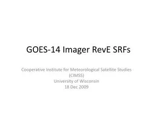 GOES-14 Imager RevE SRFs