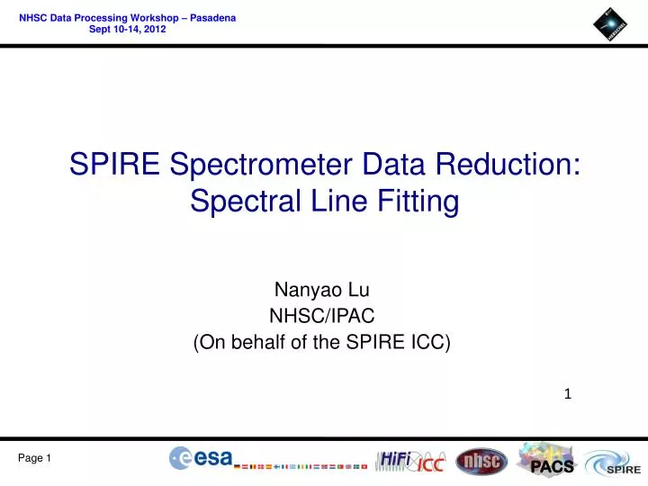 spire spectrometer data reduction spectral line fitting