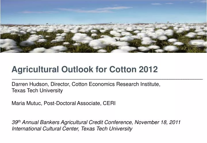 agricultural outlook for cotton 2012