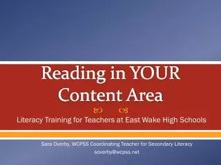 Reading in YOUR Content Area