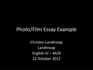 Photo/Film Essay Example