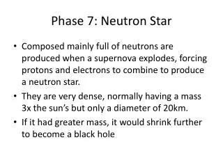 Phase 7: Neutron Star