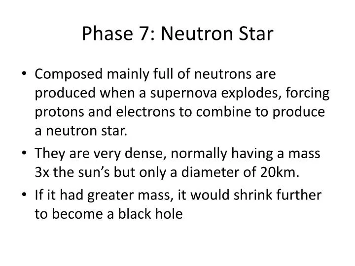 phase 7 neutron star