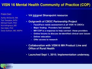 VA Intra net Sharepoint resource Outgrowth of CBOC Partnership Project