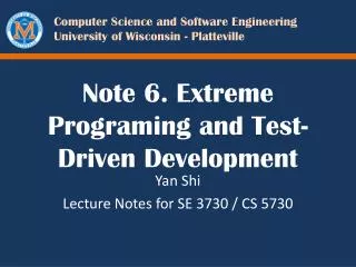 Note 6. Extreme Programing and Test-Driven Development