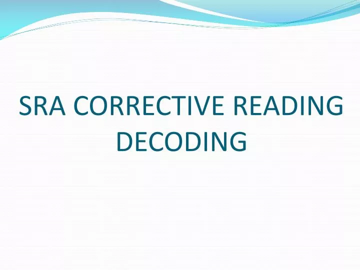 sra corrective reading decoding