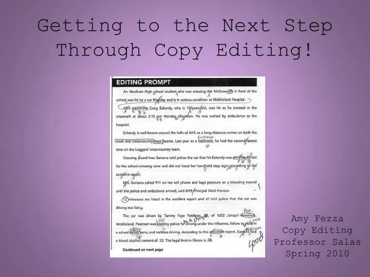 getting to the next step through copy editing