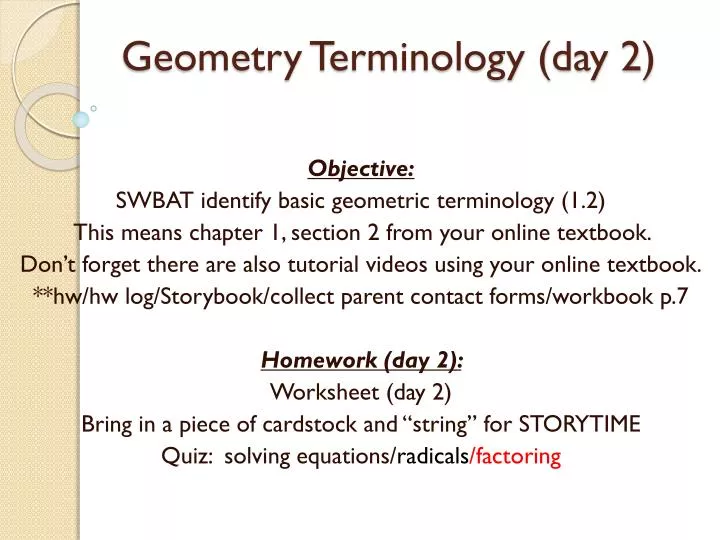 geometry terminology day 2