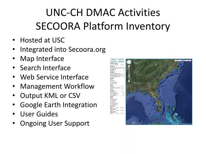 unc ch dmac activities secoora platform inventory