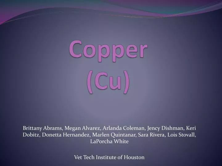 copper cu