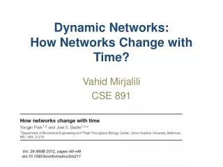 Dynamic Networks: How Networks Change with Time?