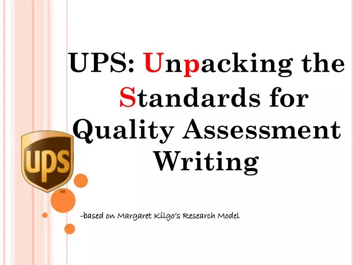 ups u n p acking the s tandards for quality assessment writing