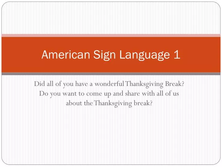 american sign language 1