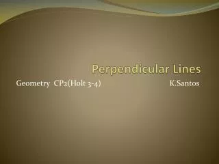 Perpendicular Lines
