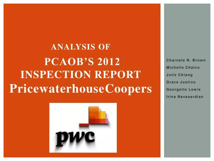 analysis of pcaob s 2012 inspection report p ricewaterhouse c oopers