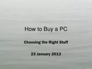 How to Buy a PC