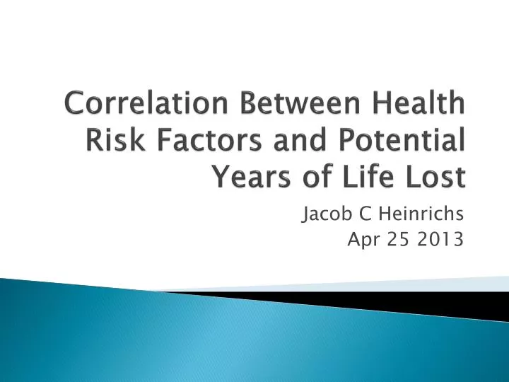 correlation between health risk factors and potential years of life lost