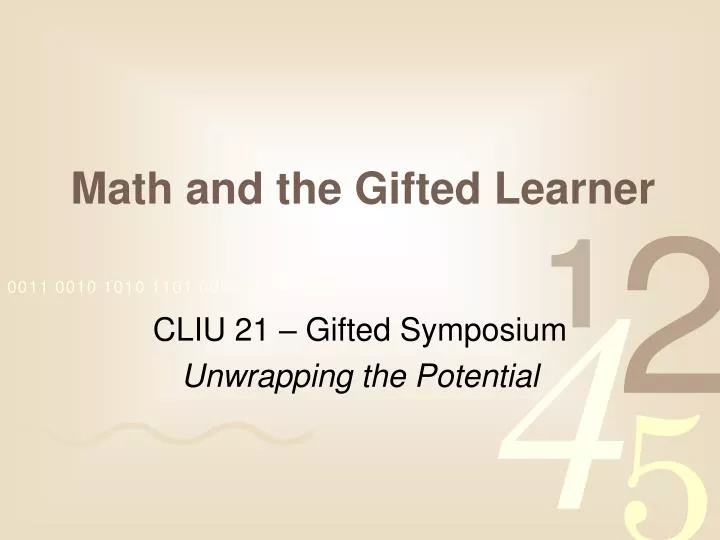 math and the gifted learner