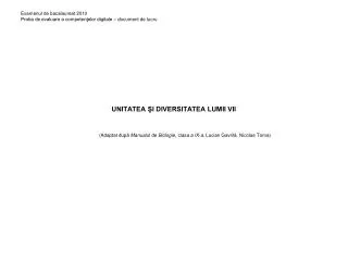 unitatea i diversitatea lumii vii