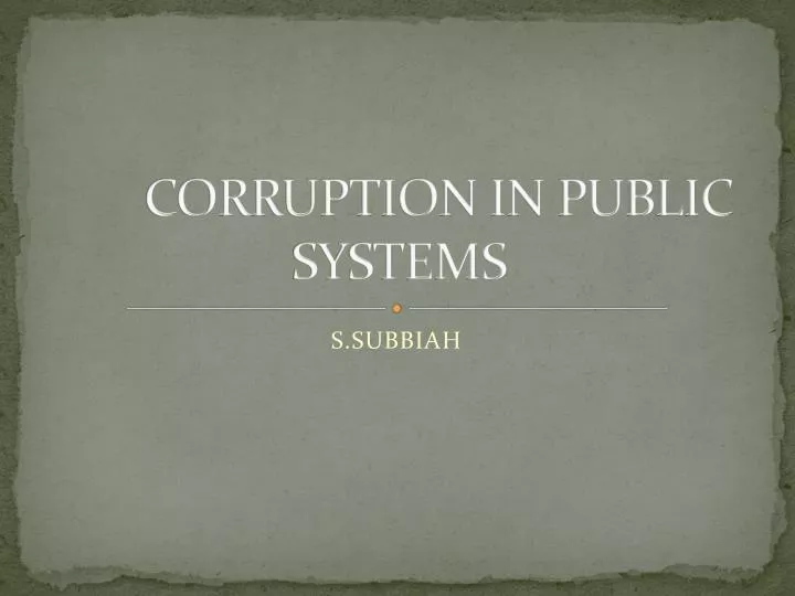 corruption in public systems