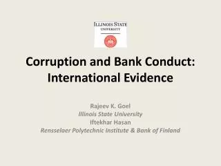 Corruption and Bank Conduct: International Evidence