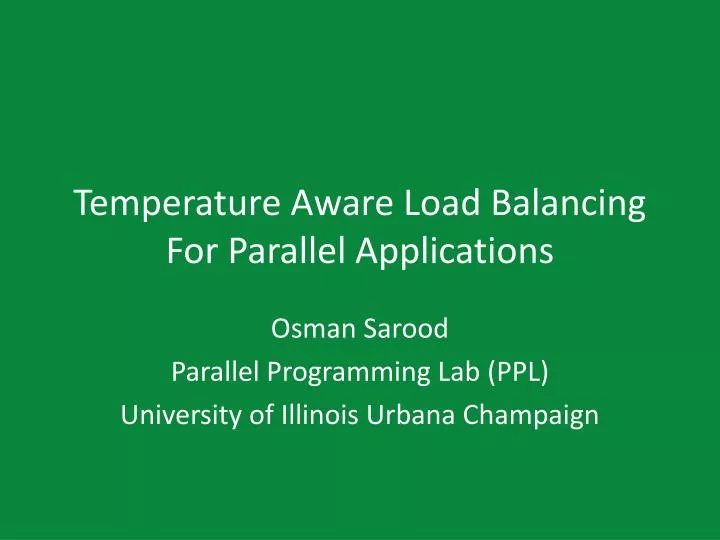 temperature aware load balancing for parallel applications