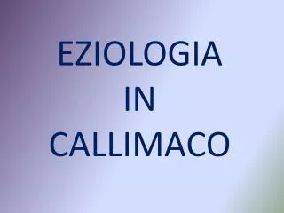 eziologia in callimaco