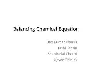 Balancing C hemical Equation