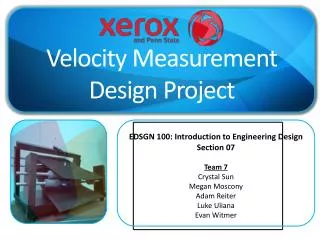 EDSGN 100: Introduction to Engineering Design Section 07 Team 7 Crystal Sun Megan Moscony