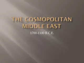 The Cosmopolitan Middle East