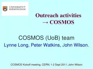 Outreach activities → COSMOS