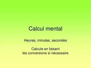 calcul mental