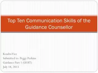 Top Ten Communication Skills of the Guidance Counsellor