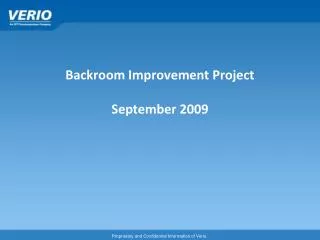 Backroom Improvement Project September 2009