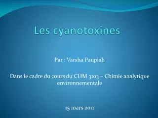 les cyanotoxines