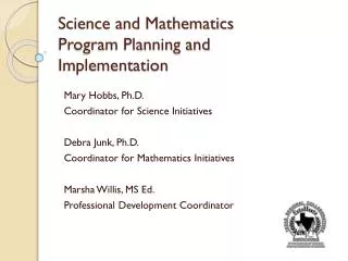 Science and Mathematics Program Planning and Implementation