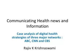 Communicating Health news and Information
