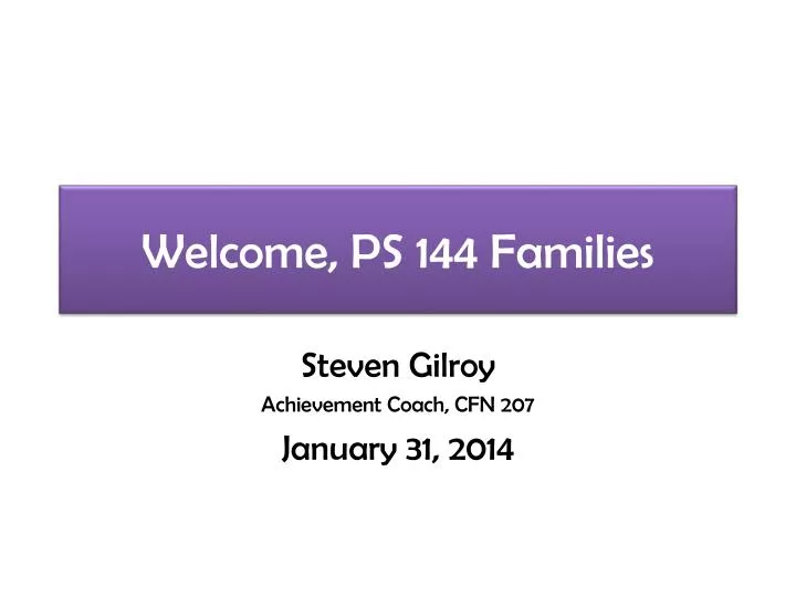 welcome ps 144 families