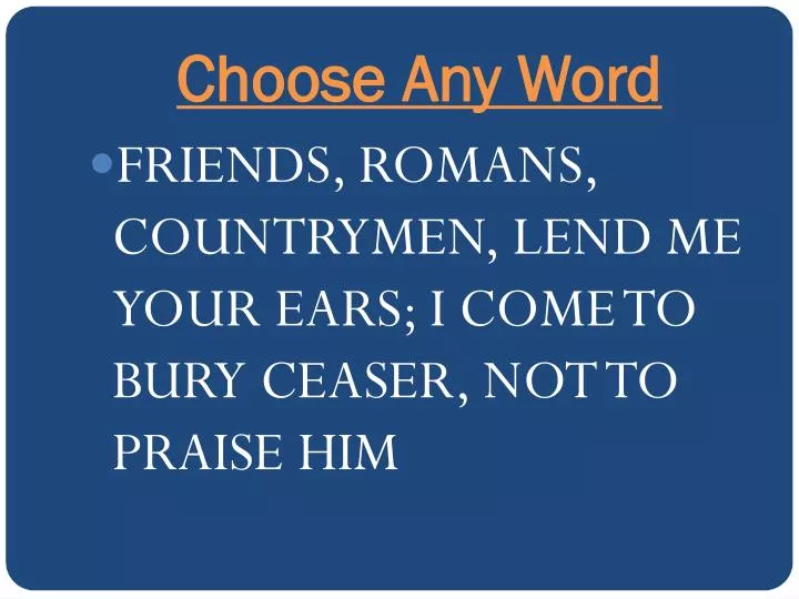 choose any word