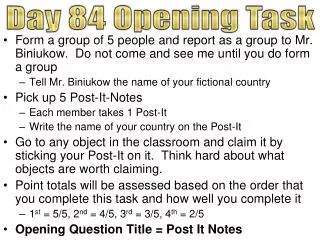 Day 84 Opening Task