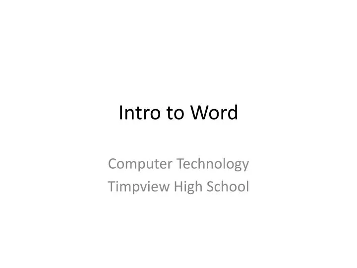 intro to word