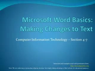 Microsoft Word Basics: Making Changes to Text