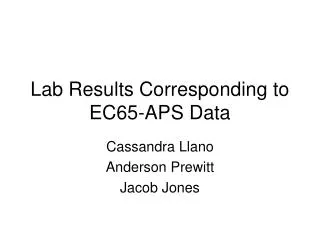 Lab Results Corresponding to EC65-APS Data
