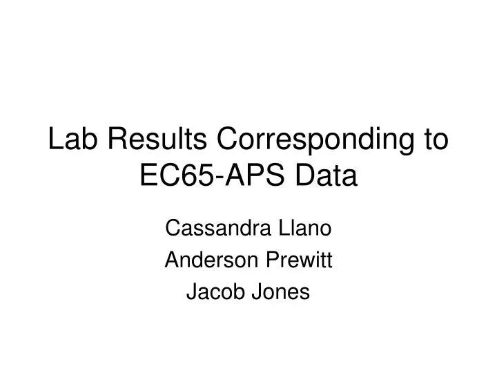 lab results corresponding to ec65 aps data