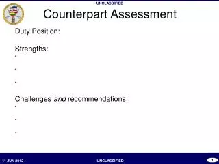 Counterpart Assessment