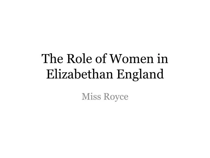 the role of women in elizabethan england