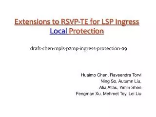 Extensions to RSVP-TE for LSP Ingress Local Protection